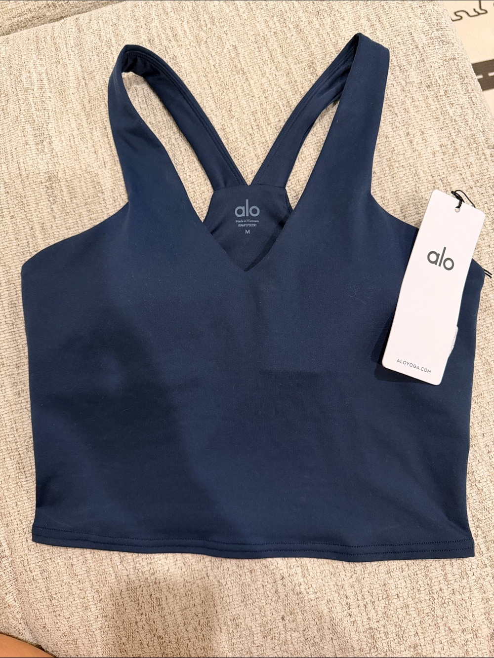 ALO Yoga Navy airbrush real bra tank M